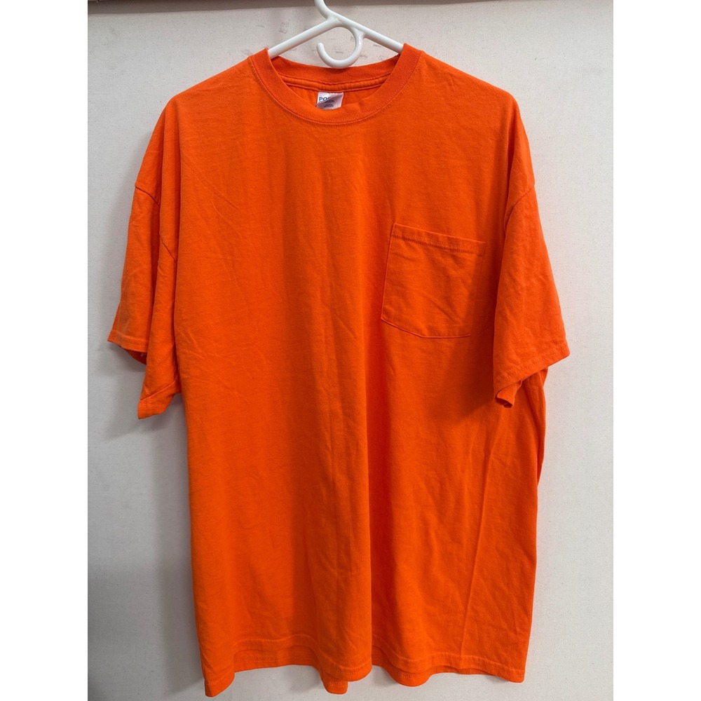 Port & Company Core Blend Pocket T-Shirt Mens 2XL Orange Short Sleeve Crew Neck
